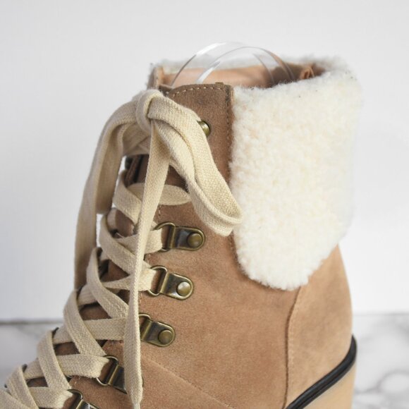 Oasis Society Madilyn Camel Tan Suede Lace-up Heel Boot Size 9 - Picture 6 of 8